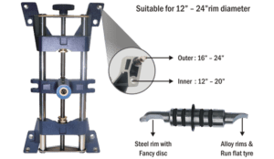 Uniwersalne zaciski kół. Pasują do kół o średnicy tarcz 12”-24”