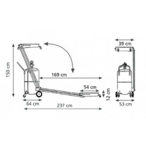 Установка для вакуумного отбора и слива масла 90л с опускаемым маслоприемником Meclube 041-1455-000