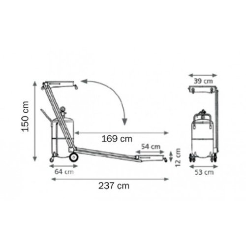 Установка для вакуумного отбора и слива масла 90л с опускаемым маслоприемником Meclube 041-1452-000