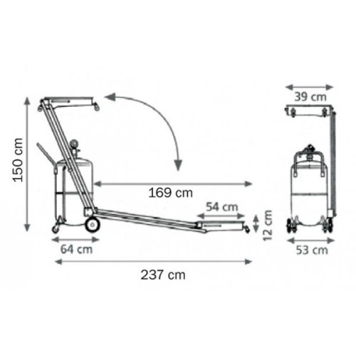 Установка для вакуумного отбора и слива масла 65л с опускаемым маслоприемником Meclube 041-1450-000